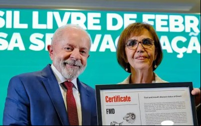 Presidente Lula recebe certificado de país livre da frebe aftosa aprovado pela Organização Mundial de Saúde Animal (OMSA)